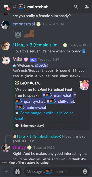 A Discord chat