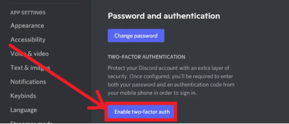 Enable two-factor auth