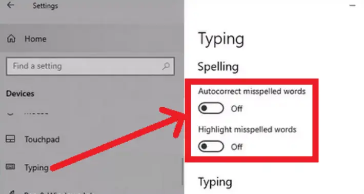 Step 3: Toggle off autocorrect options