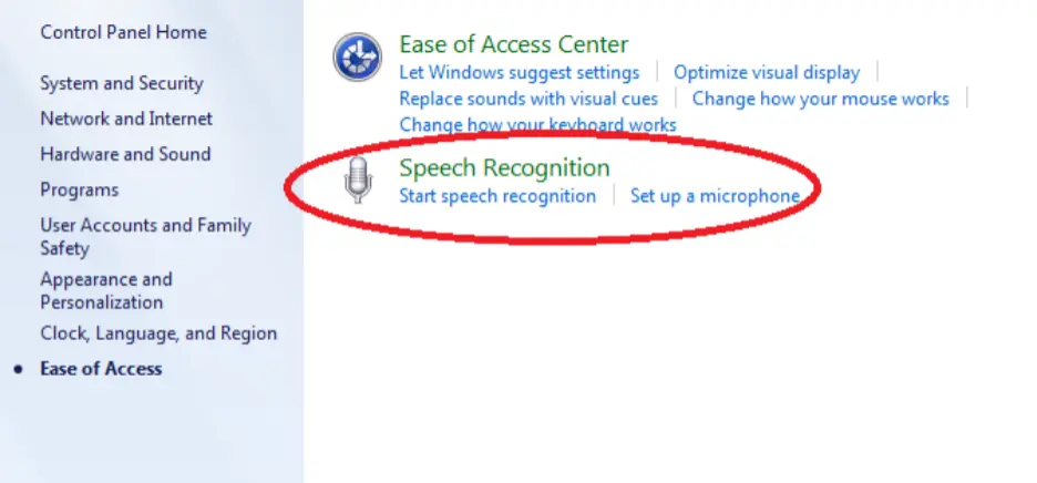 Step 4: Locate Speech Recognition