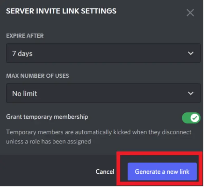 Step 5: Generate a new link 