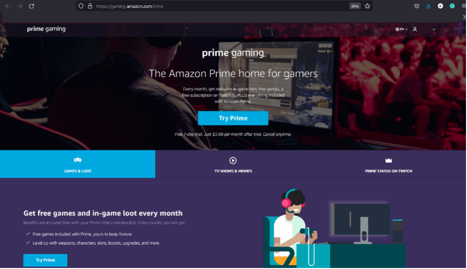 Add Your Mobile Number to Enable Prime Gaming - Visit Amazon Prime Gaming’s homepage