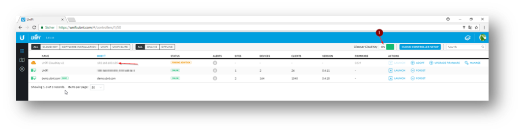 Start adopting the UniFi Cloud Key