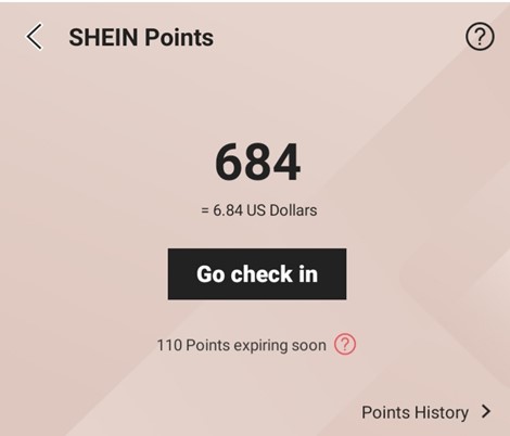 How much is 500 Shein Points?