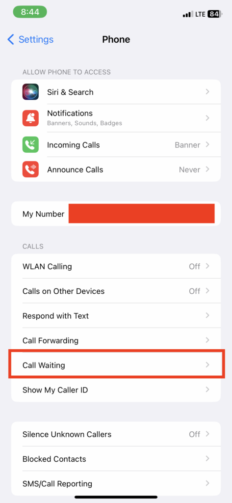 Press on Call Waiting option.