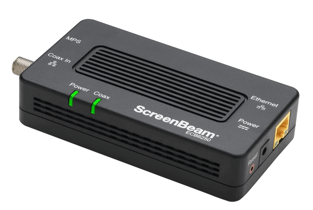 ScreenBeam WiFi extender with ECB7250 MoCA adapter ensures that you will have internet wherever you are in your own home, even if you are using different devices at the same time for video streaming and online meetings.