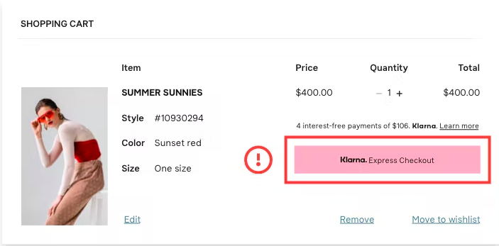 Klarna might not approve your one-time card request because you have too many items in your cart. 