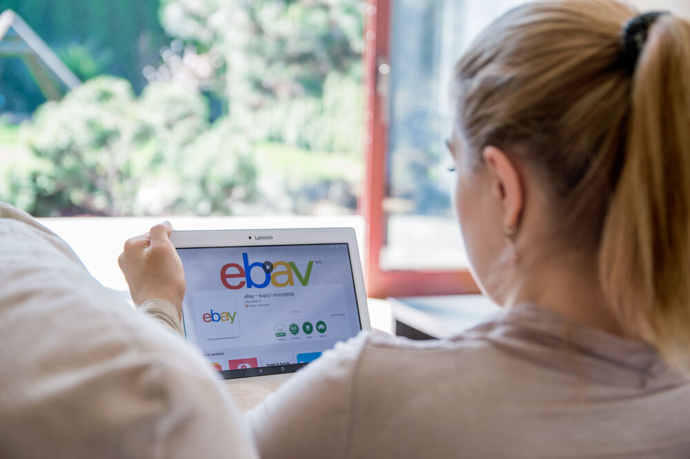 A woman browsing eBay